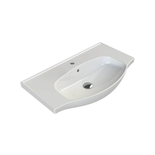 Turkuaz Lila 80x45 cm Beyaz Etajerli Lavabo