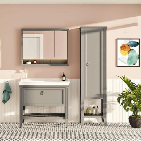 VitrA Valarte 100 cm Mat Gri Çekmeceli Banyo Dolabı Takımı (Outlet)