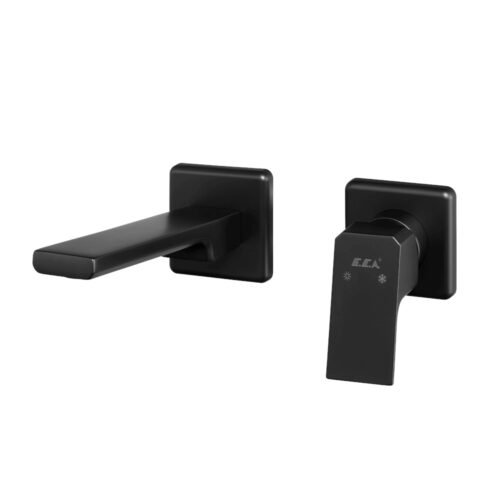 ECA Tiera Mat Siyah Çift Rozetli Ankastre Lavabo Bataryası
