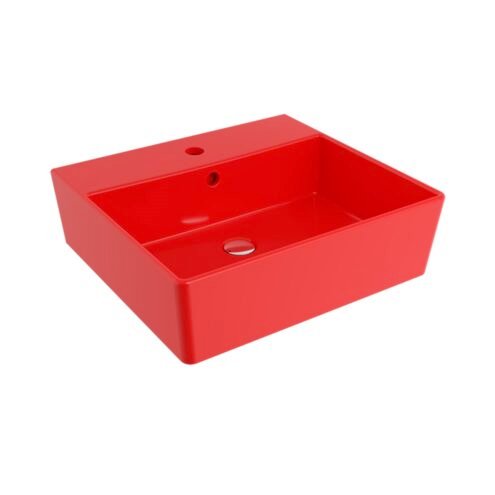 Bocchi Milano 50 cm Parlak Kırmızı Tezgah Üstü Lavabo