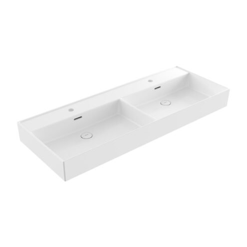 Bocchi Milano 120 cm Parlak Beyaz Çift Gözlü Lavabo