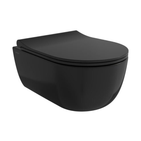 Bocchi V-Tondo Parlak Siyah Rimless Kısa Asma Klozet