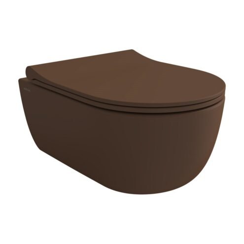 Bocchi V-Tondo Rimless Mat Kahverengi Kısa Asma Klozet