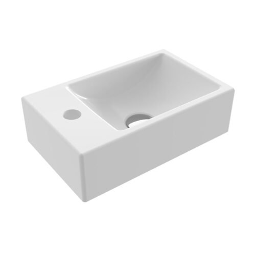 Bocchi Milano 37 cm Parlak Beyaz Sol Armatür Delikli Dar Lavabo