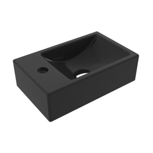 Bocchi Milano 37 cm Parlak Siyah Sol Armatür Delikli Dar Lavabo