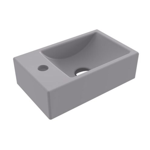 Bocchi Milano 37 cm Mat Gri Sol Armatür Delikli Dar Lavabo