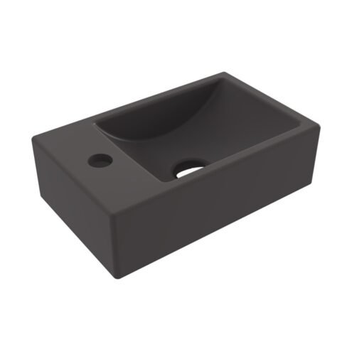 Bocchi Milano 37 cm Mat Antrasit Sol Armatür Delikli Dar Lavabo