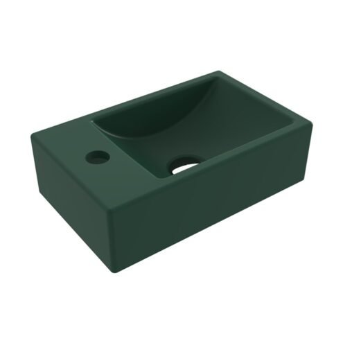 Bocchi Milano 37 cm Mat Yeşil Sol Armatür Delikli Dar Lavabo