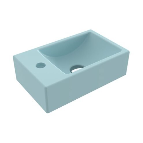 Bocchi Milano 37 cm Mat Buz Mavisi Sol Armatür Delikli Dar Lavabo