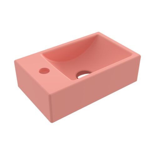 Bocchi Milano 37 cm Mat Somon Sol Armatür Delikli Dar Lavabo