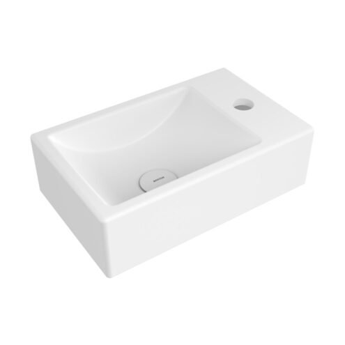 Bocchi Milano 37 cm Mat Beyaz Sağ Armatür Delikli Dar Lavabo