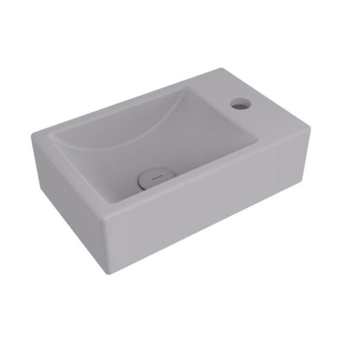 Bocchi Milano 37 cm Mat Gri Sağ Armatür Delikli Dar Lavabo