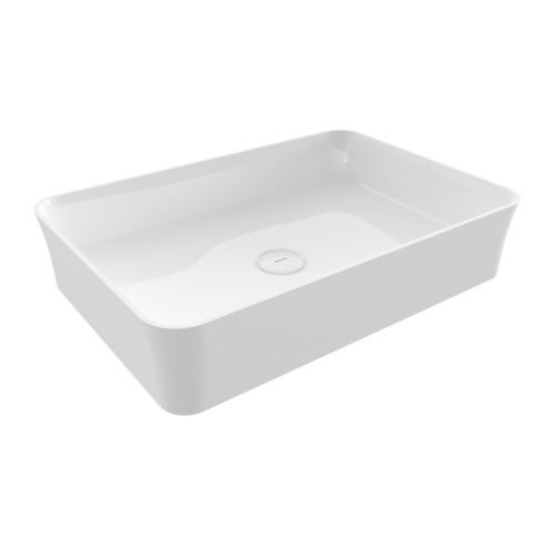 Bocchi Vessel Dikdörtgen 55 cm İnce Kenar Parlak Beyaz Çanak Lavabo