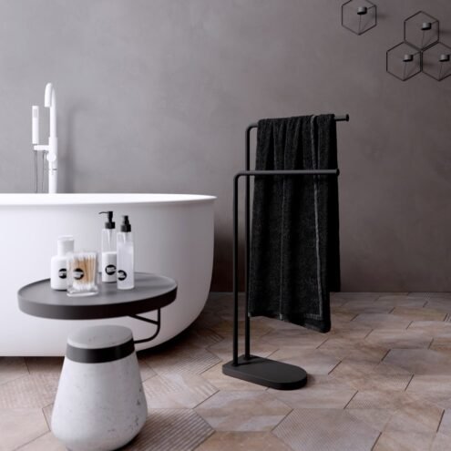 Sonia Nomad Ayaklı Siyah Havluluk