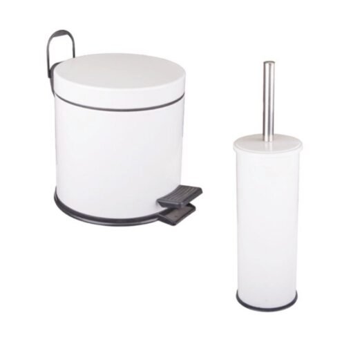 MaxiFlow Beyaz Çöp Kovası ve Klozet Fırçası