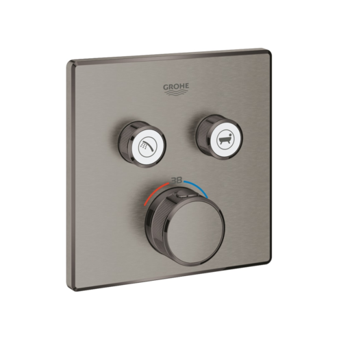 Grohe Grohtherm Smartcontrol Çift Valfli Akış Kontrollü Ankastre Termostatik Brushed Hard Graphite Banyo Bataryası