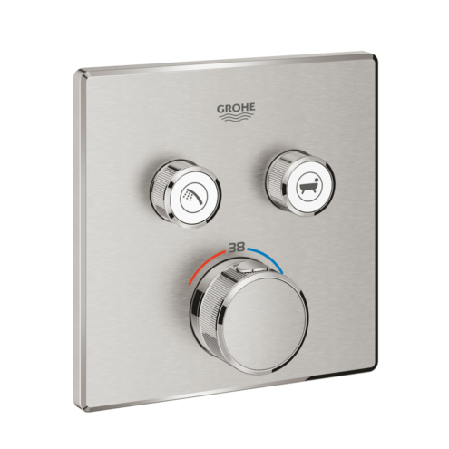 Grohe Grohtherm Smartcontrol Çift Valfli Akış Kontrollü Ankastre Termostatik Paslanmaz Çelik Duş Bataryası