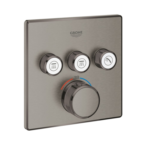 Grohe Grohtherm Smartcontrol Üç Valfli Akış Kontrollü Ankastre Termostatik Brushed Hard Graphite Banyo Bataryası