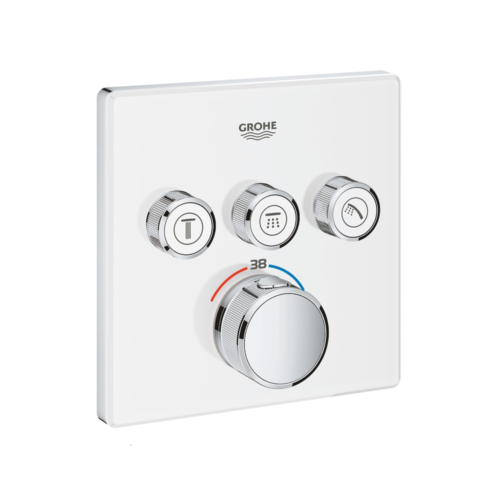 Grohe Grohtherm Smartcontrol Üç Valfli Akış Kontrollü Ankastre Termostatik Beyaz Banyo Bataryası