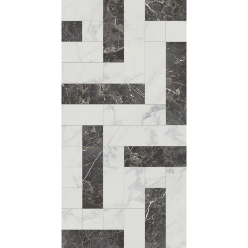 Çanakkale Seramik Siena Fon-8937 Siyah Beyaz Dekor 30x60 cm Duvar Karosu