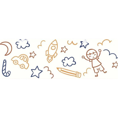 Çanakkale Seramik Miniatile 9690 Kids Joy Mavi Kırmızı Mix 10x30 cm Duvar Karosu