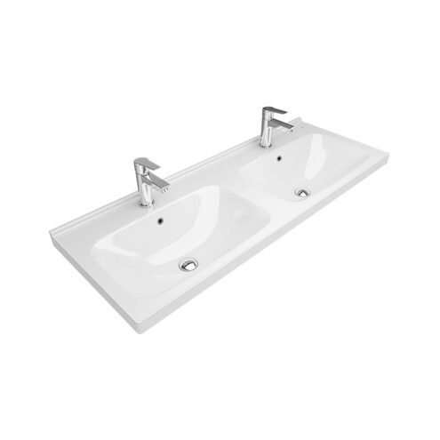 Kale Idea 2.0 120 cm Beyaz Çift Hazneli Etajerli Lavabo