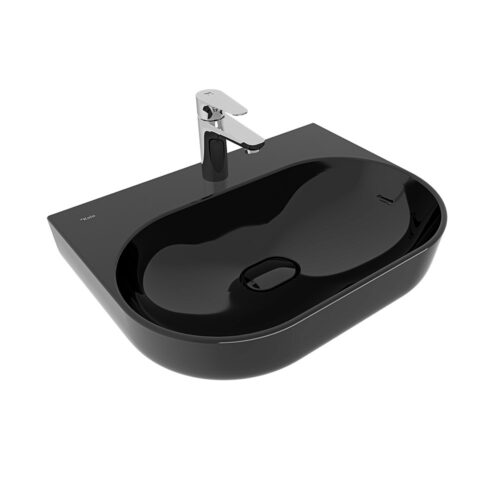 Kale Zero 2.0 60 cm Armatür Bantlı Siyah Oval Tezgah Üzeri Lavabo