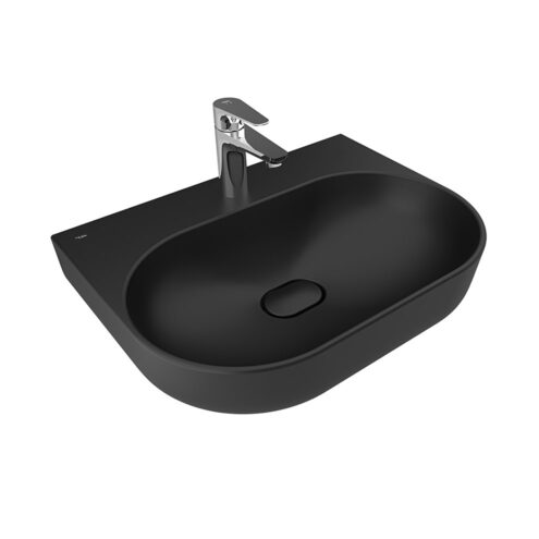Kale Zero 2.0 60 cm Armatür Bantlı Mat Siyah Oval Tezgah Üzeri Lavabo