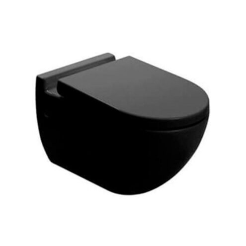 Newarc Modern Parlak Siyah Asma Klozet (Klozet Kapağı Dahil)