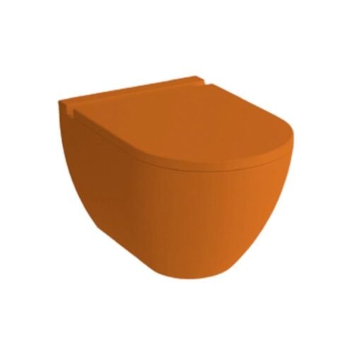 Newarc Modern Parlak Turuncu Asma Klozet (Klozet Kapağı Dahil)