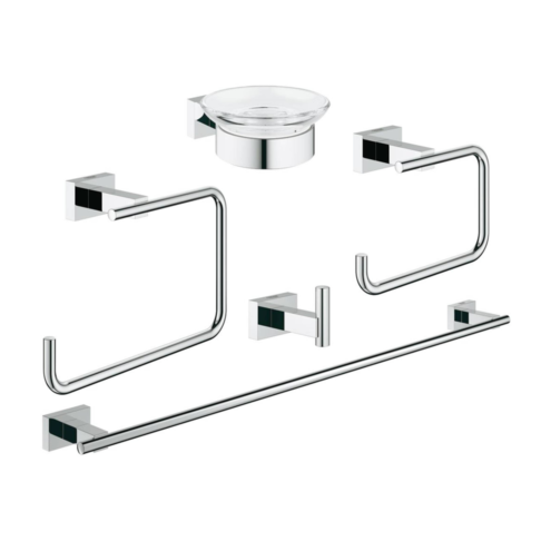 Grohe Essentials Cube Beşi Bir Arada Krom Banyo Aksesuar Seti