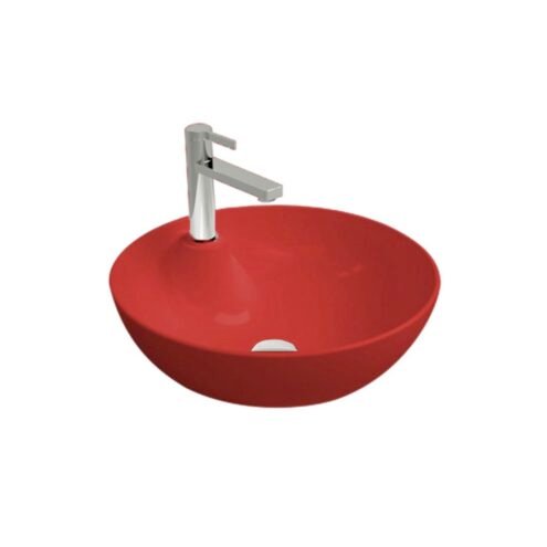 Newarc Newart 48 cm Parlak Kırmızı Oval Tezgah Üstü Lavabo