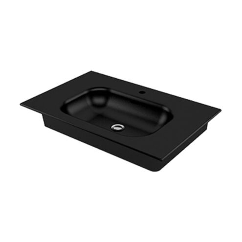 Newarc Natural 80 cm Mat Siyah Etajerli Lavabo