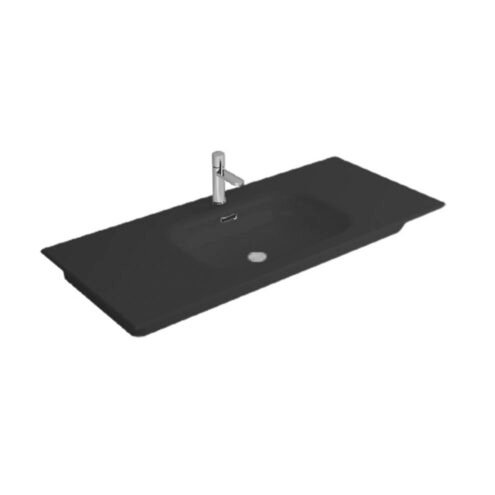 Newarc Natural 100 cm Mat Siyah Etajerli Lavabo