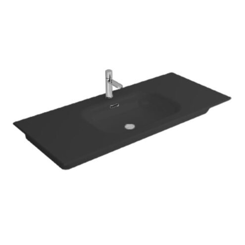 Newarc Natural 120 cm Mat Siyah Etajerli Lavabo