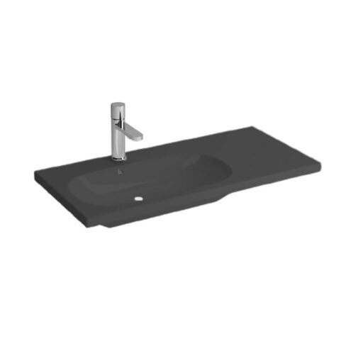 Newarc River Slim 80 cm Parlak Siyah Etajerli Lavabo
