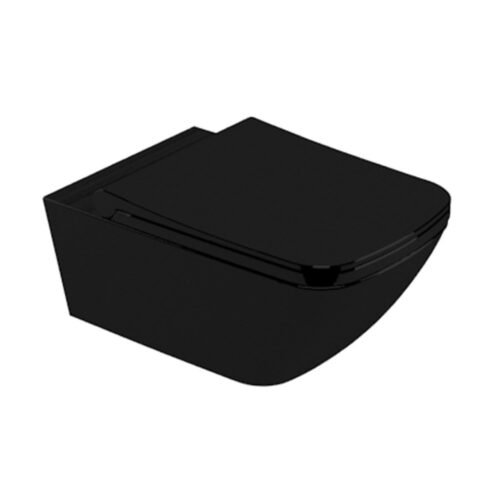 Newarc Life Parlak Siyah Asma Klozet (Yavaş Kapanır Klozet Kapağı Dahil)