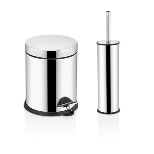 Rulopak 2'li Krom 3 L Pedallı Çöp Kovası ve Tuvalet Fırçası Seti