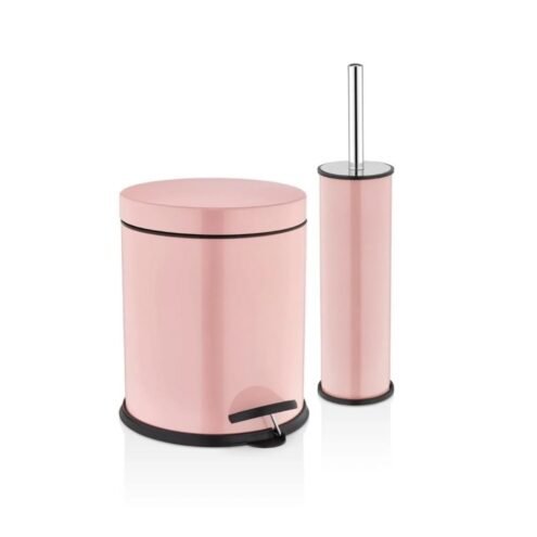 Rulopak 2'li Pembe 3 L Pedallı Çöp Kovası ve Tuvalet Fırçası Seti