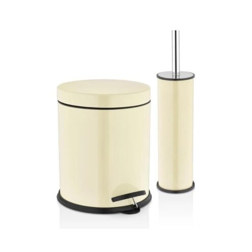 Rulopak 2'li Krem 3 L Pedallı Çöp Kovası ve Tuvalet Fırçası Seti