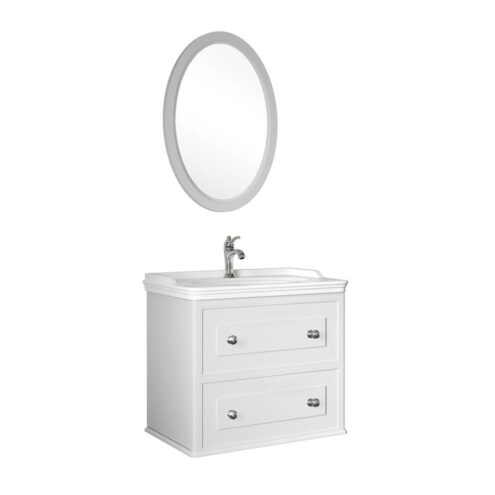 Kale Miro 80 cm Mat Beyaz Banyo Dolabı