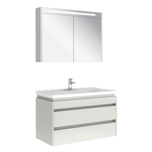 Kale Idea 2.0 100 cm Parlak Beyaz Çift Çekmeceli Banyo Dolabı