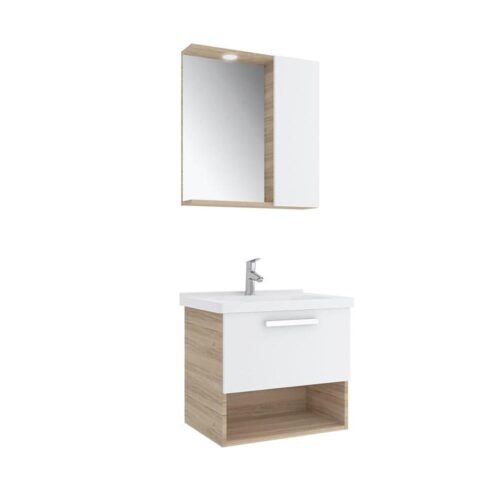 Kale Trevi 65 cm Beyaz-Meşe Banyo Dolabı