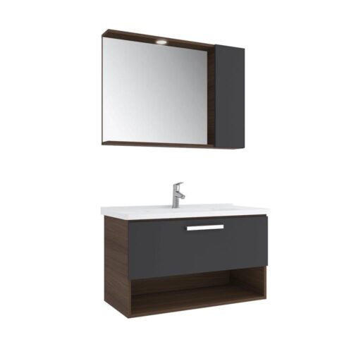 Kale Trevi 100 cm Antrasit-Ceviz Banyo Dolabı
