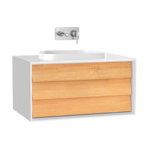 VitrA Frame 80 cm Mat Beyaz Tek Çekmeceli Armatür Deliksiz Lavabo Alt Dolabı