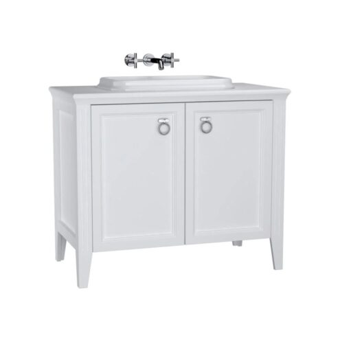 VitrA Valarte 100 cm Mat Beyaz Tezgah Üstü Lavabolu Krom Kulplu Lavabo Alt Dolabı