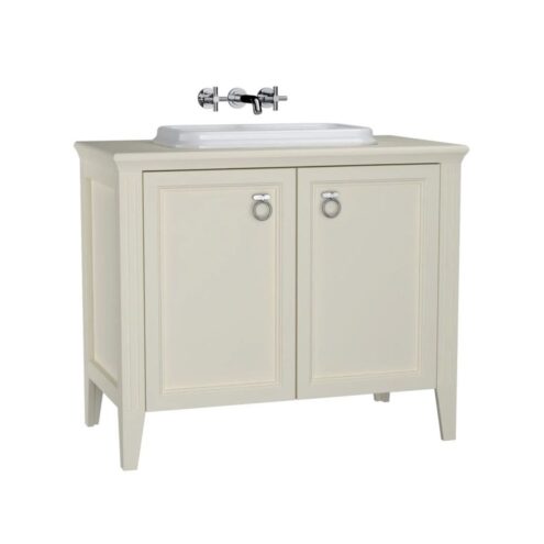 VitrA Valarte 100 cm Mat Fildişi Tezgah Üstü Lavabolu Krom Kulplu Lavabo Alt Dolabı
