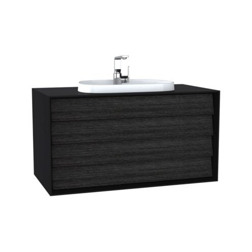 VitrA Frame 100 cm Hareli Siyah Meşe Çift Çekmeceli Lavabo Alt Dolabı