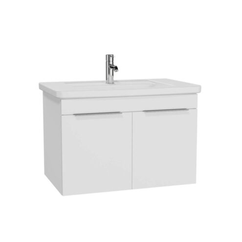 VitrA Quadrum 80 cm Kapaklı Parlak Beyaz Lavabo Alt Dolabı