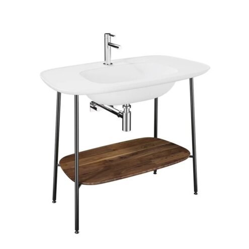 VitrA Plural 100 cm Koyu Meşe Mat Beyaz Lavabolu Lavabo Ünitesi